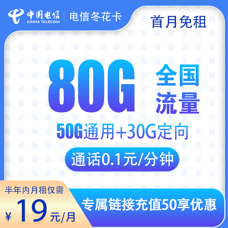 电信冬花卡19元80G【发全国】